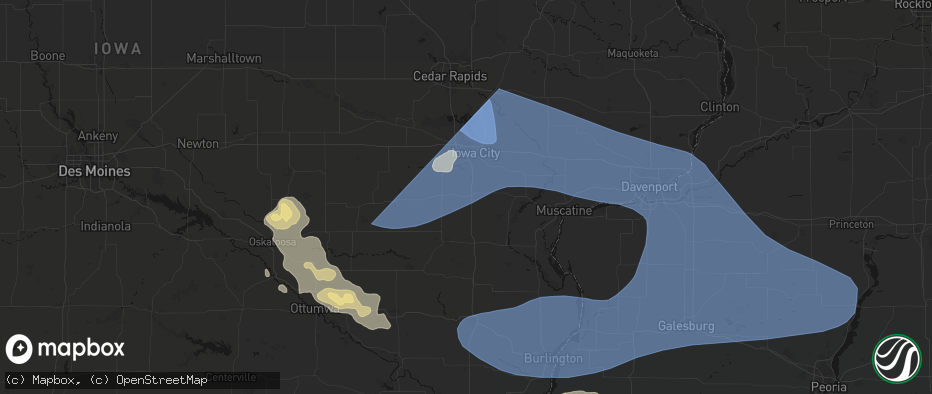Hail map in Riverside, IA on June 17, 2026