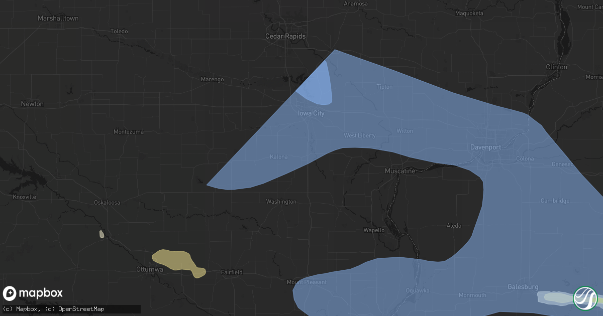 Hail map in Riverside, IA on June 17, 2026