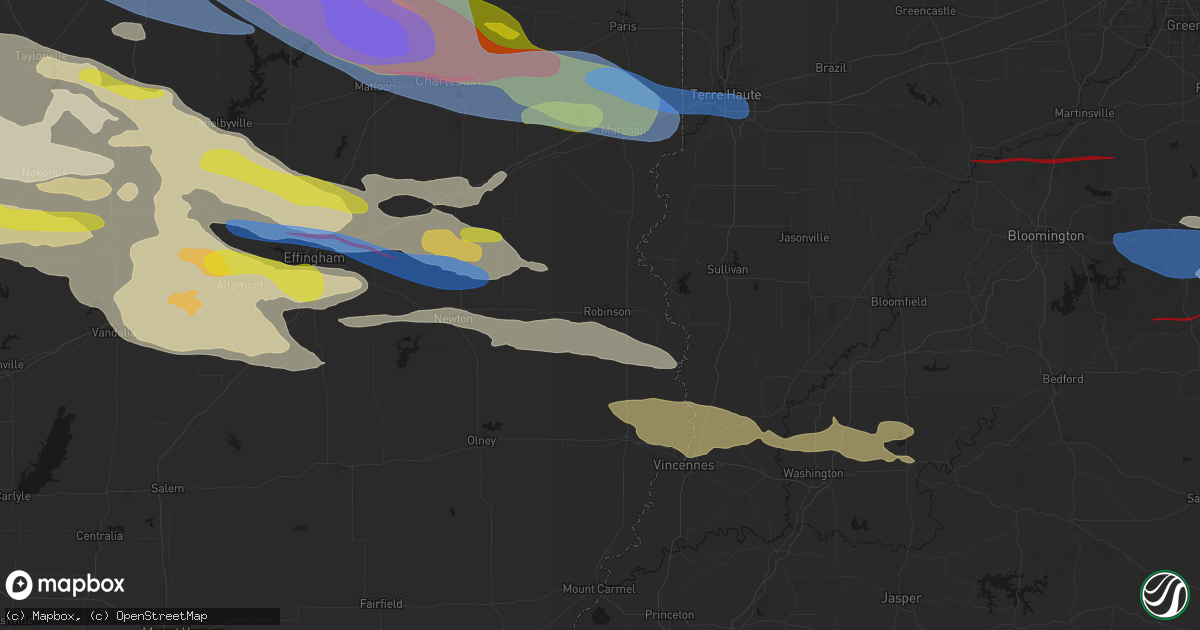 Hail map in Robinson, IL on June 17, 2026