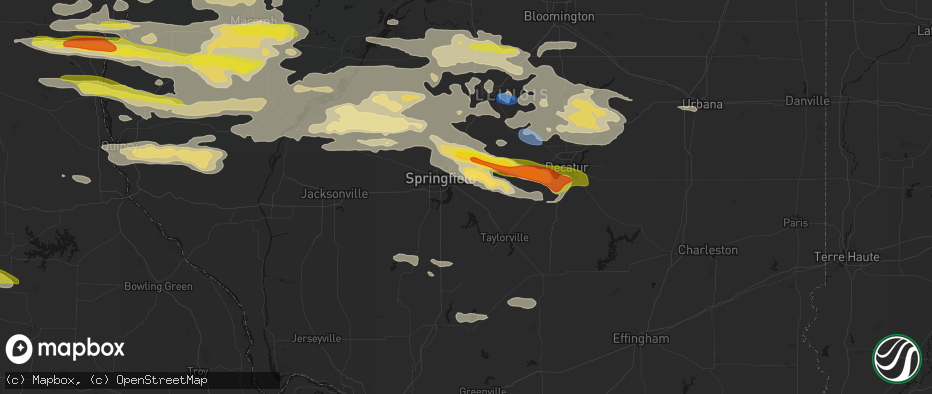Hail map in Rochester, IL on June 17, 2026