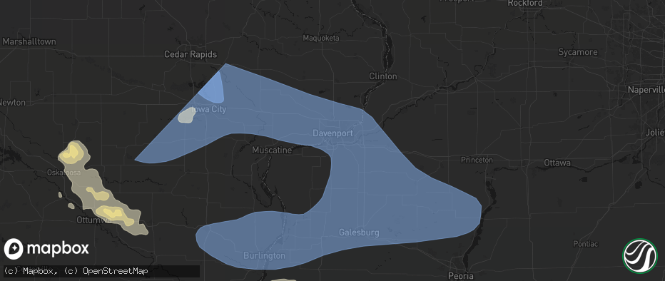 Hail map in Rock Island, IL on June 17, 2026