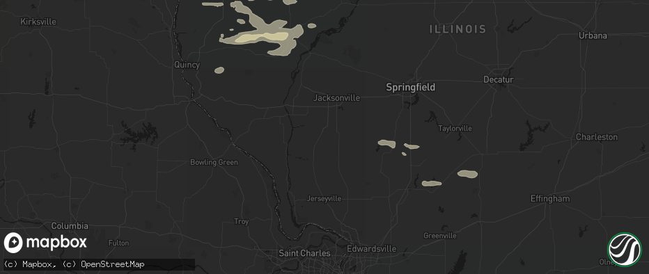 Hail map in Roodhouse, IL on June 17, 2026