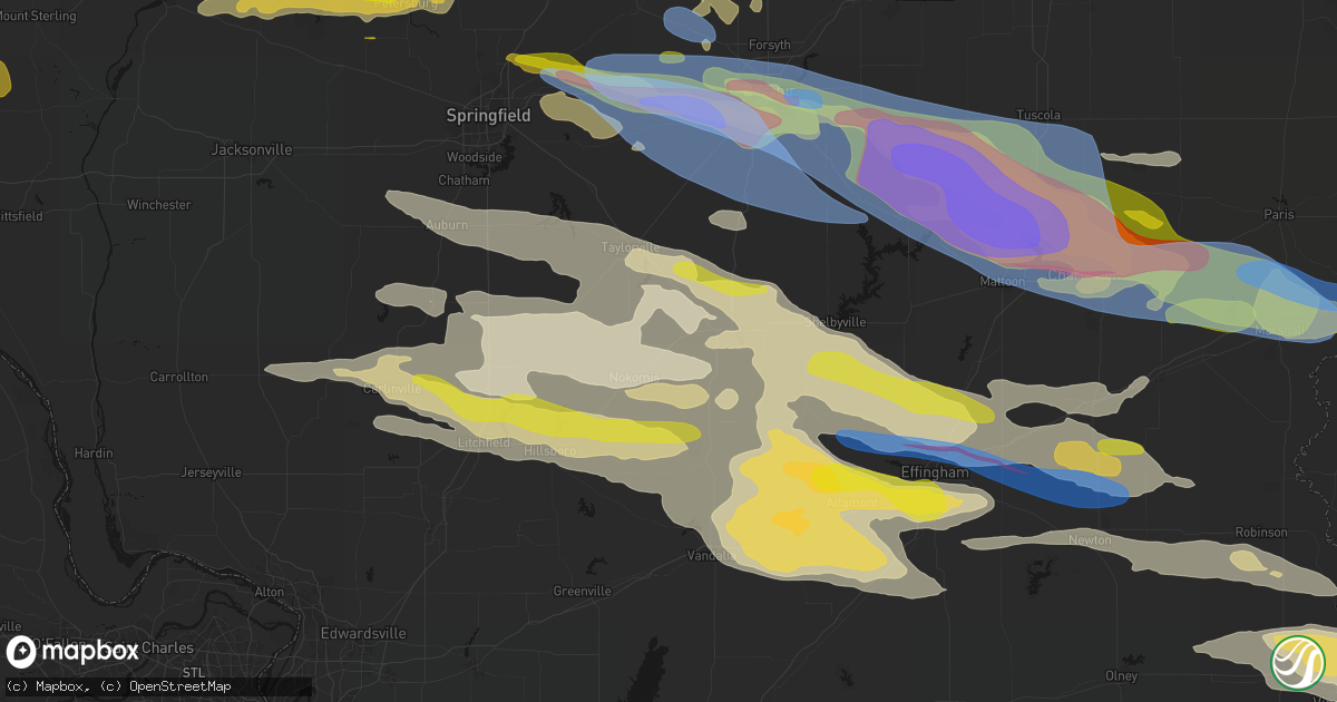 Hail map in Rosamond, IL on June 17, 2026
