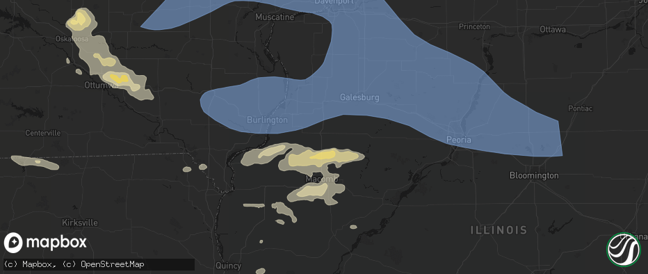 Hail map in Roseville, IL on June 17, 2026