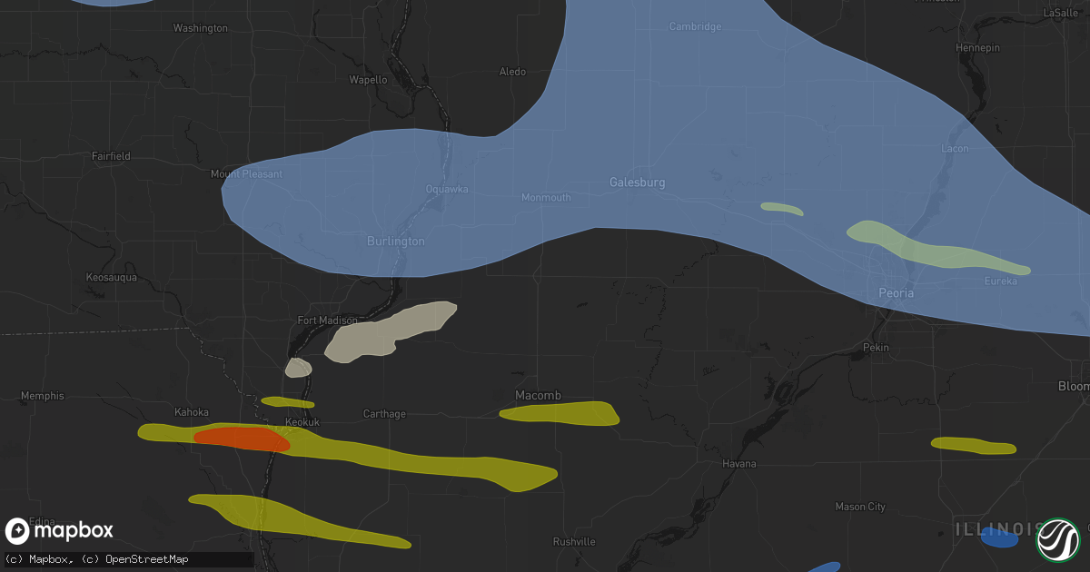Hail map in Roseville, IL on June 17, 2026