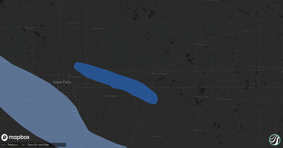 Hail map in Rushmore, MN on June 17, 2026