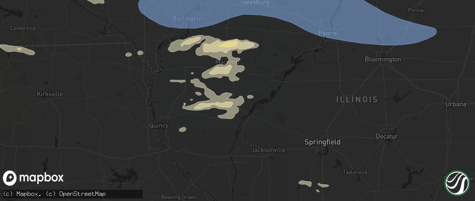 Hail map in Rushville, IL on June 17, 2026