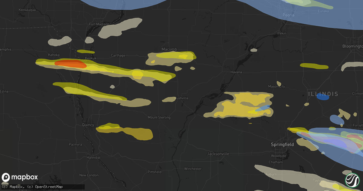 Hail map in Rushville, IL on June 17, 2026