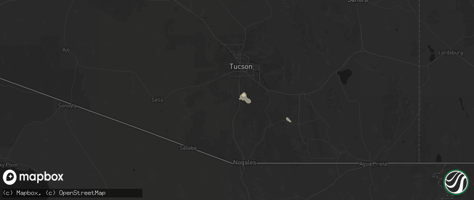 Hail map in Sahuarita, AZ on June 17, 2026