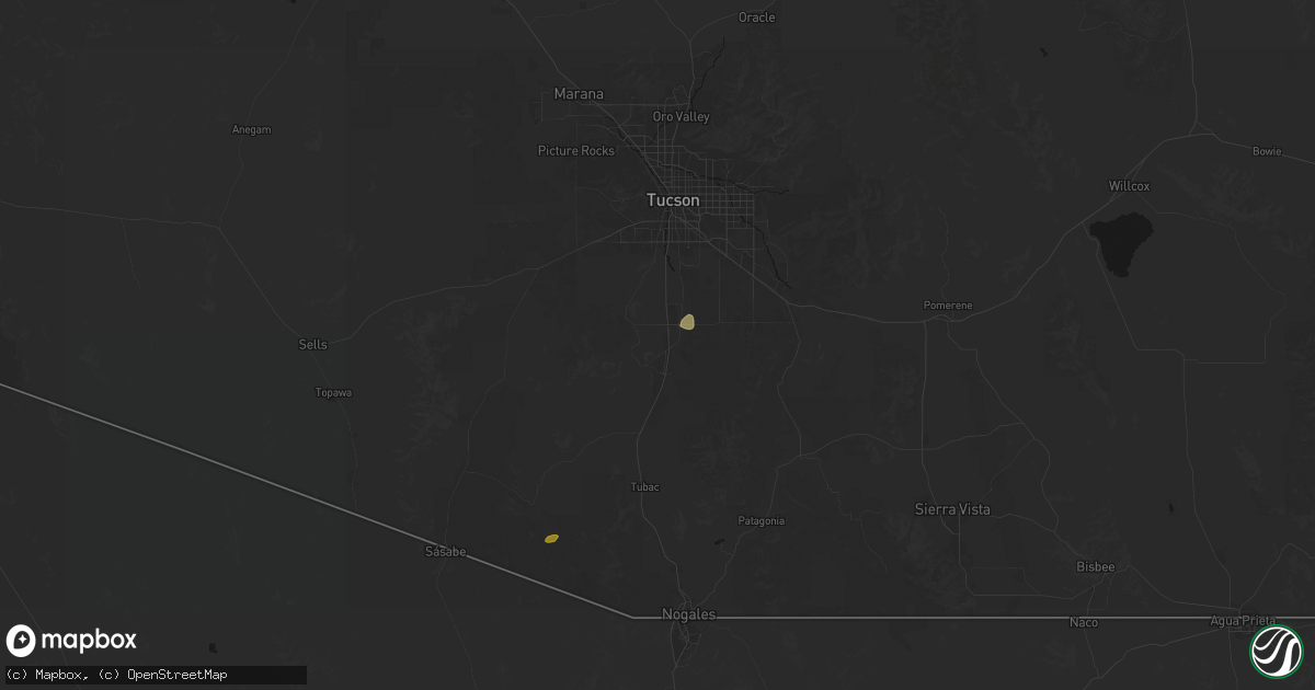 Hail map in Sahuarita, AZ on June 17, 2026