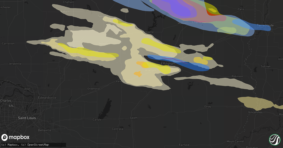 Hail map in Saint Elmo, IL on June 17, 2026