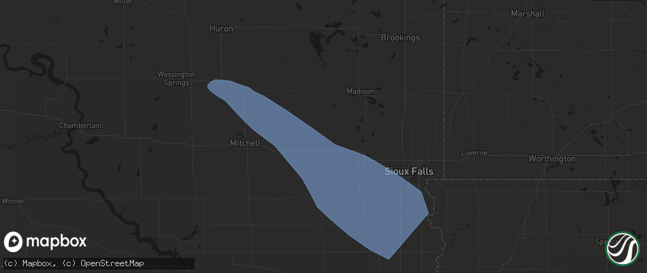 Hail map in Salem, SD on June 17, 2026