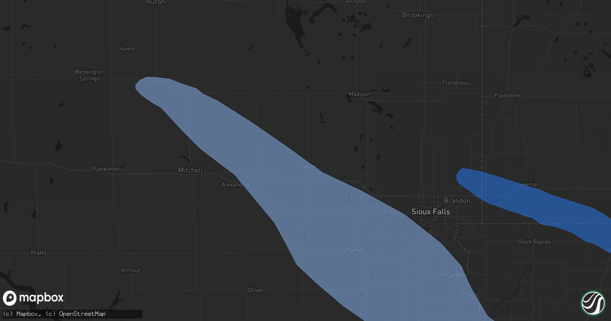 Hail map in Salem, SD on June 17, 2026