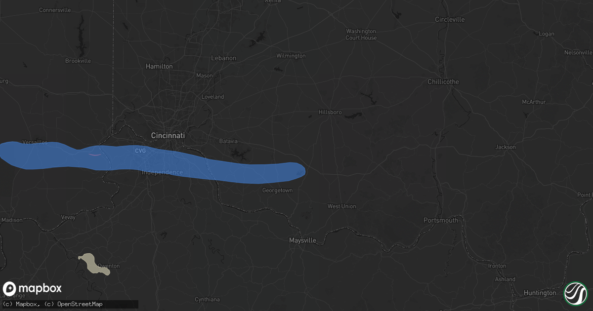 Hail map in Sardinia, OH on June 17, 2026