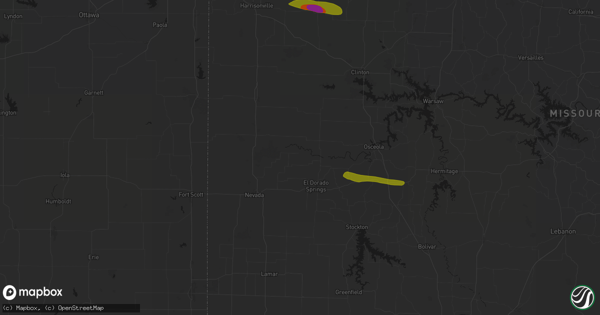 Hail map in Schell City, MO on June 17, 2026