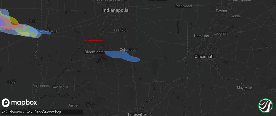 Hail map in Scipio, IN on June 17, 2026