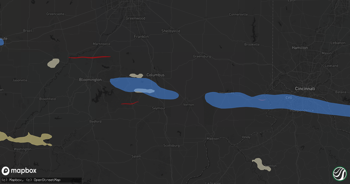 Hail map in Scipio, IN on June 17, 2026