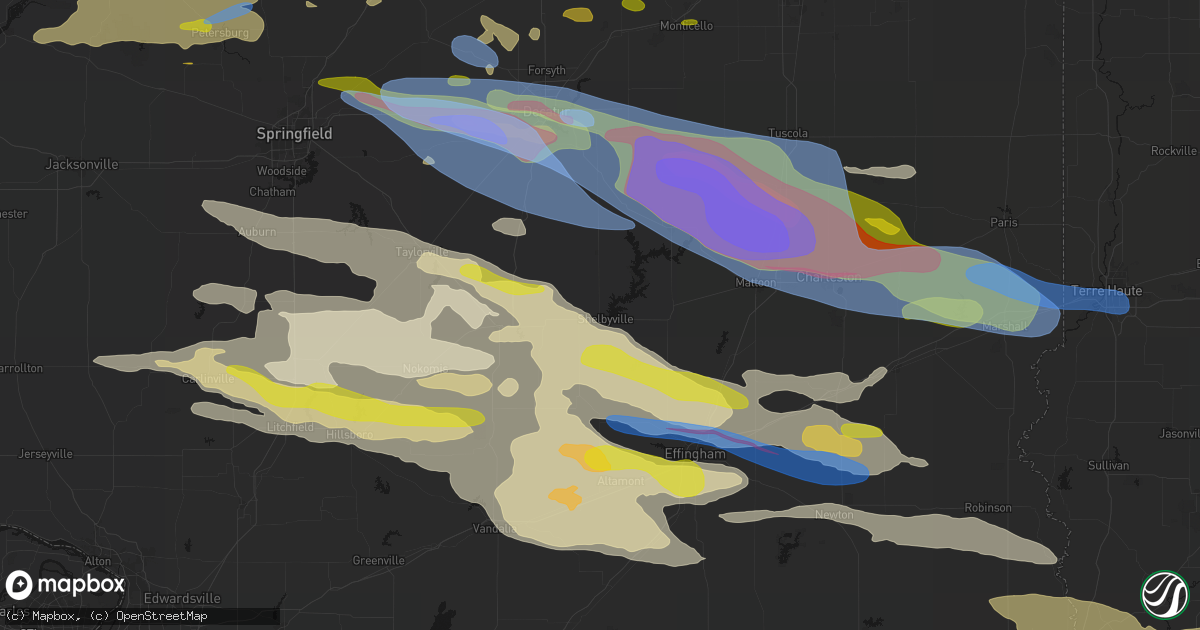 Hail map in Shelbyville, IL on June 17, 2026