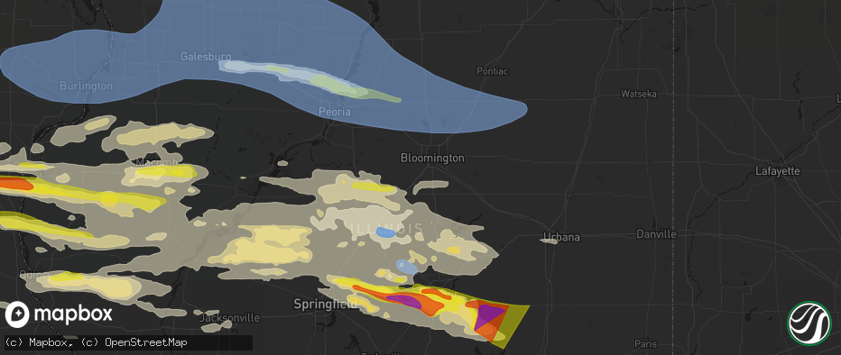 Hail map in Shirley, IL on June 17, 2026