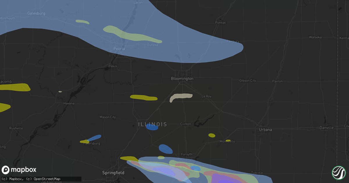 Hail map in Shirley, IL on June 17, 2026