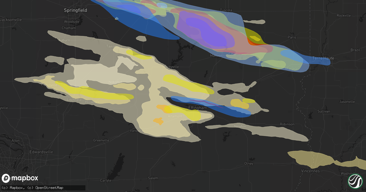 Hail map in Shumway, IL on June 17, 2026