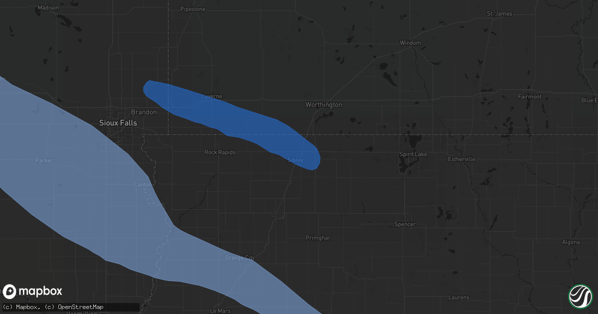 Hail map in Sibley, IA on June 17, 2026
