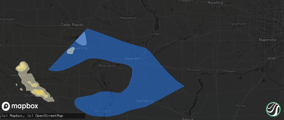 Hail map in Silvis, IL on June 17, 2026