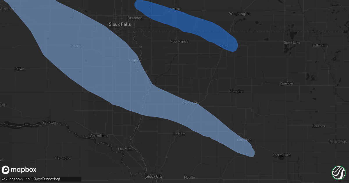 Hail map in Sioux Center, IA on June 17, 2026