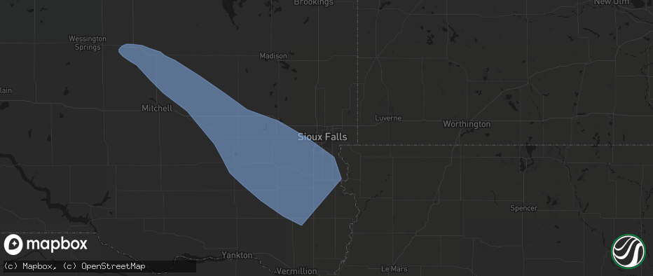 Hail map in Sioux Falls, SD on June 17, 2026