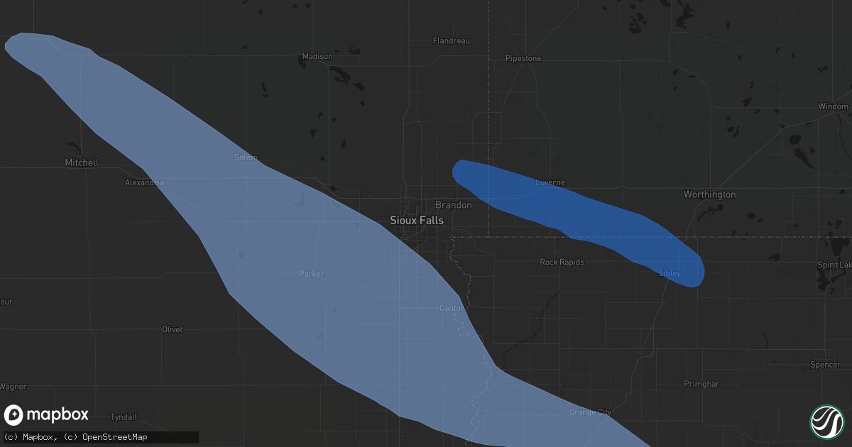 Hail map in Sioux Falls, SD on June 17, 2026