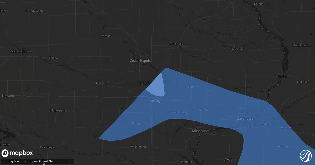 Hail map in Solon, IA on June 17, 2026