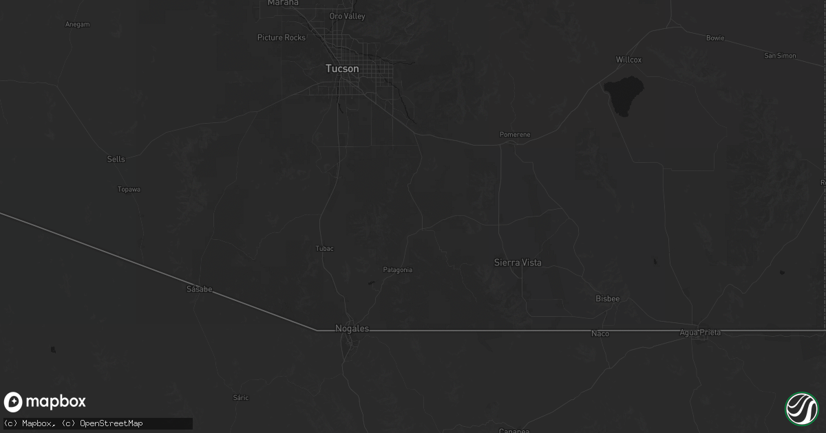 Hail map in Sonoita, AZ on June 17, 2026