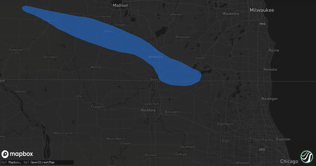Hail map in South Beloit, IL on June 17, 2026