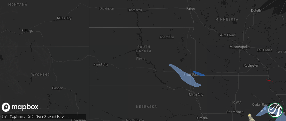Hail map in South Dakota on June 17, 2026