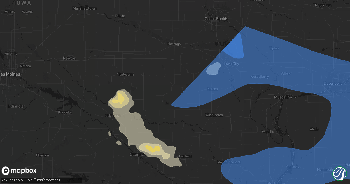 Hail map in South English, IA on June 17, 2026