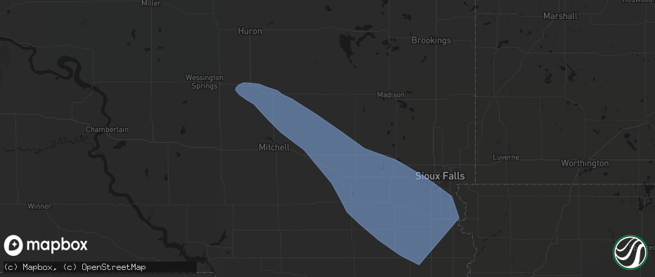 Hail map in Spencer, SD on June 17, 2026