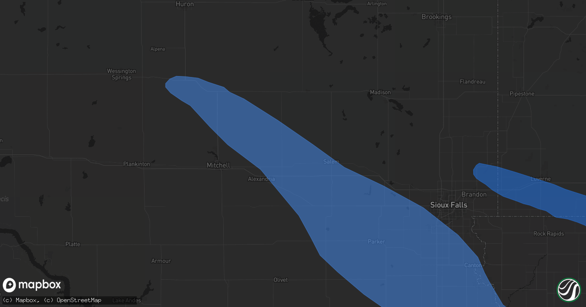 Hail map in Spencer, SD on June 17, 2026
