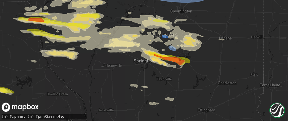 Hail map in Springfield, IL on June 17, 2026