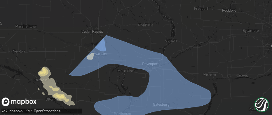 Hail map in Stockton, IA on June 17, 2026