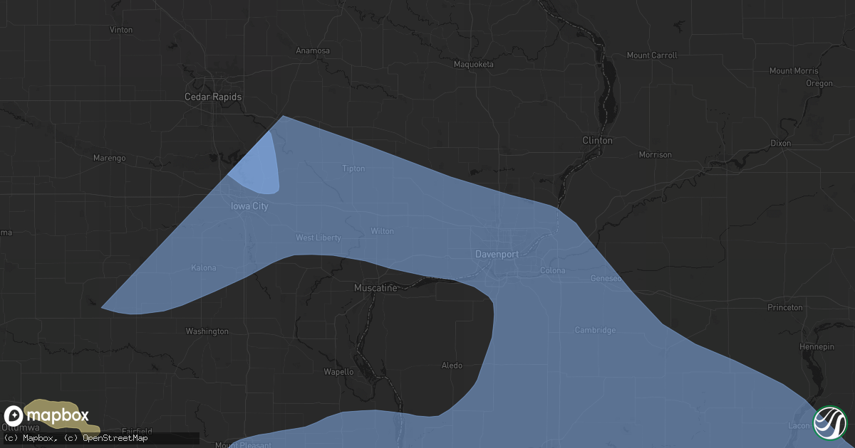 Hail map in Stockton, IA on June 17, 2026