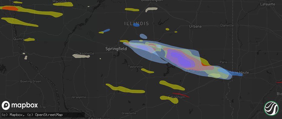 Hail map in Stonington, IL on June 17, 2026