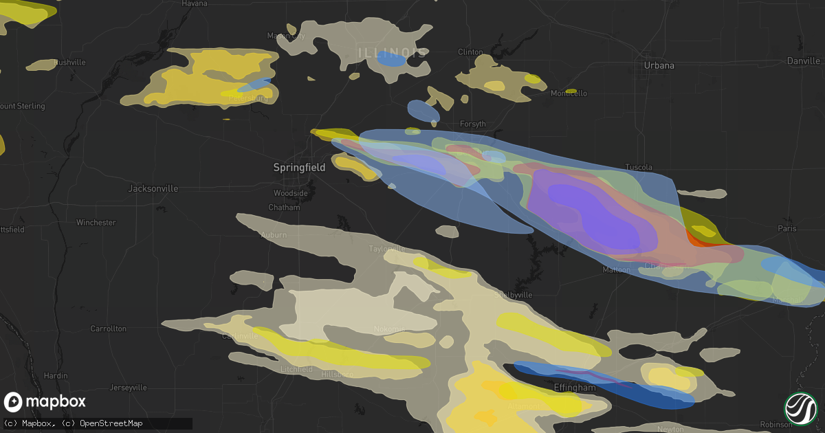 Hail map in Stonington, IL on June 17, 2026