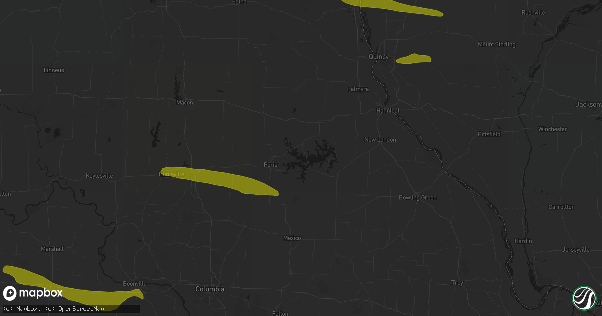 Hail map in Stoutsville, MO on June 17, 2026