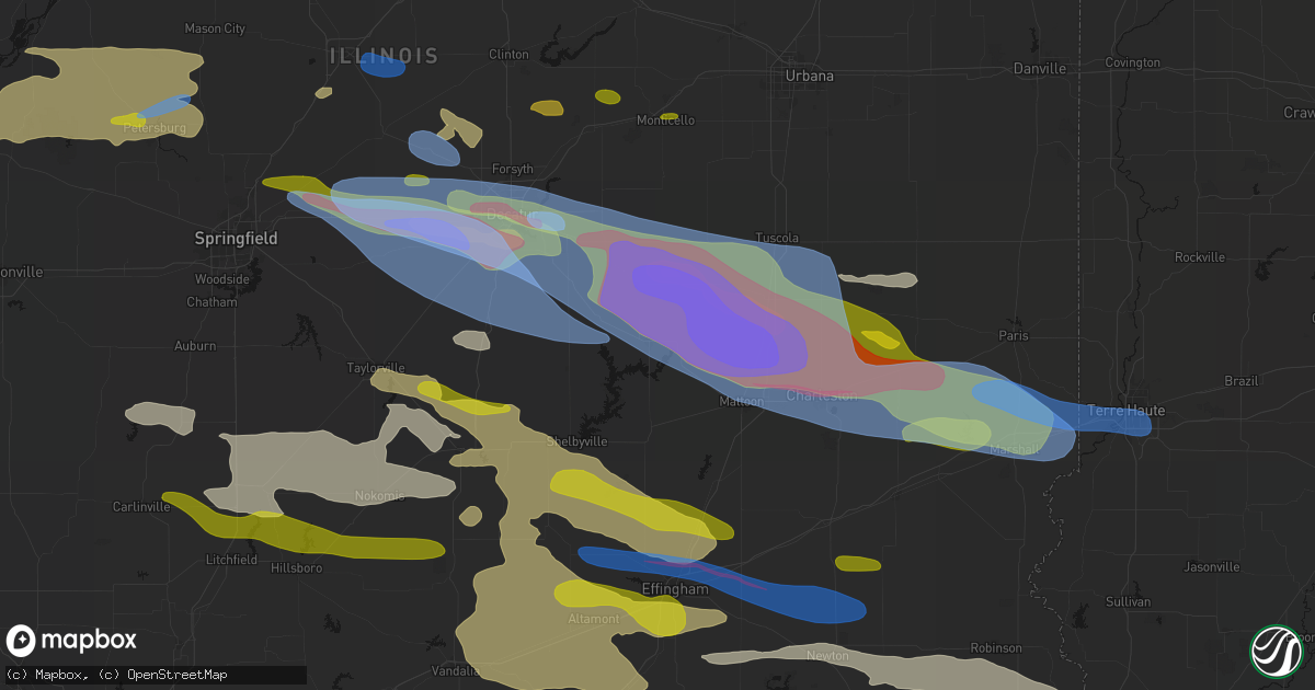 Hail map in Sullivan, IL on June 17, 2026