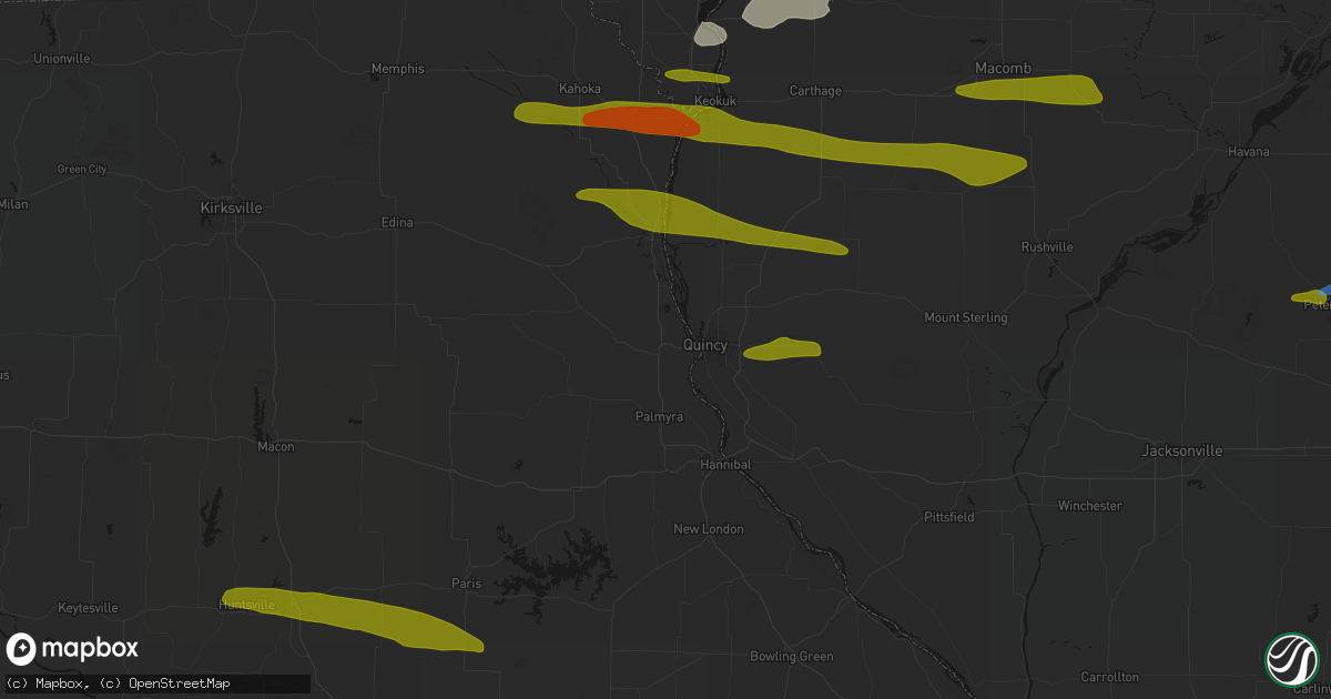 Hail map in Taylor, MO on June 17, 2026