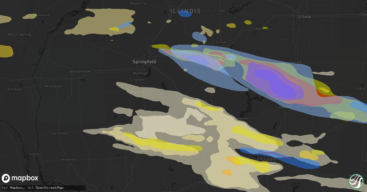 Hail map in Taylorville, IL on June 17, 2026