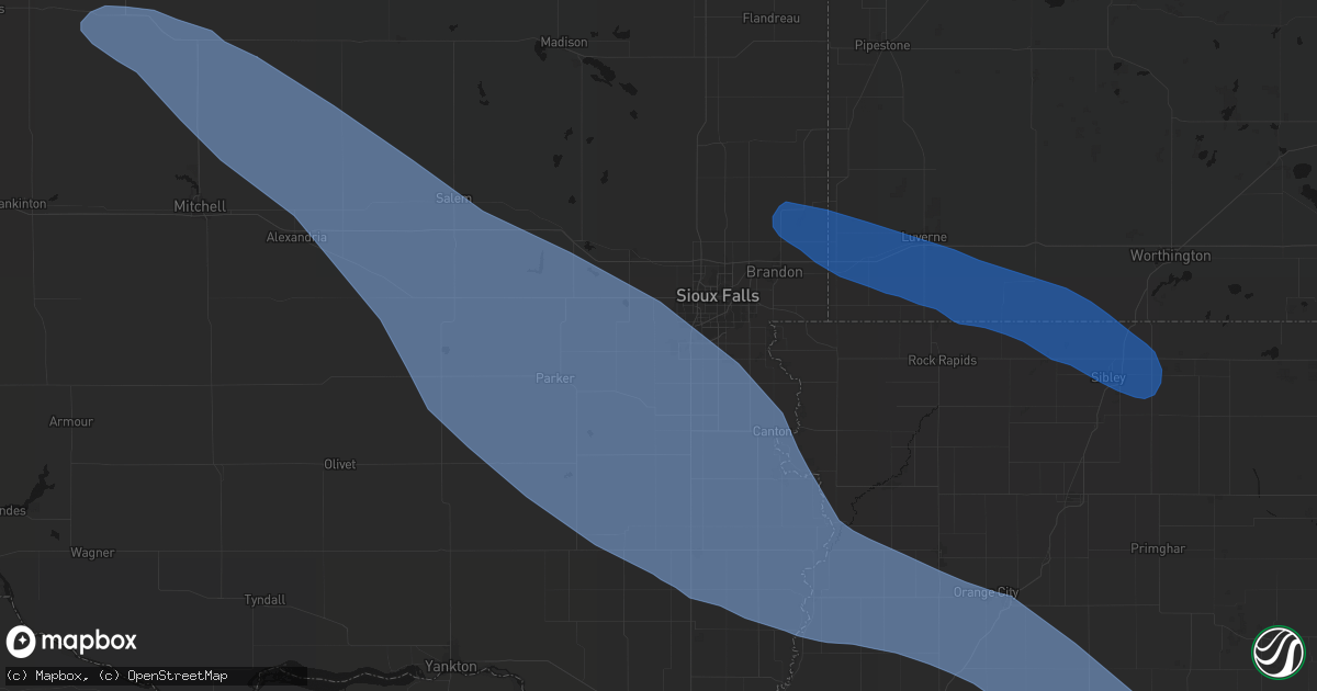 Hail map in Tea, SD on June 17, 2026