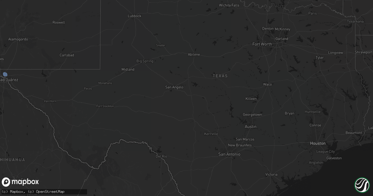 Hail map in Texas on June 17, 2026