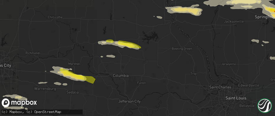 Hail map in Thompson, MO on June 17, 2026