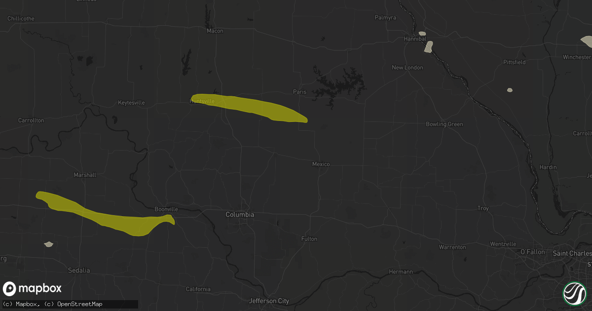 Hail map in Thompson, MO on June 17, 2026
